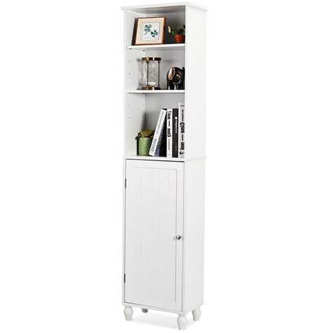 Image of Bathroom Storage Tower Display Linen Cabinet with Open Shelves