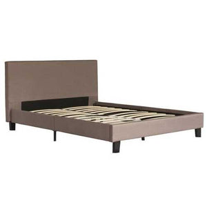 Queen size Brown Upholstered Platform Bed Frame with Headboard