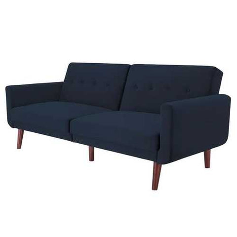 Image of Blue Velvet Modern Mid-Century Style Upholstered Sleeper Sofa Bed