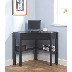 Corner Computer Desk in Black Wood