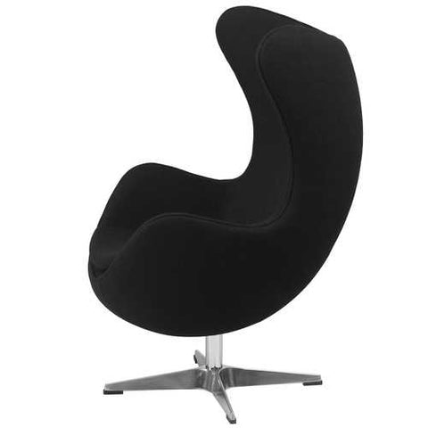 Image of Modern Black Wool Fabric Upholstered Egg Shaped Arm Chair