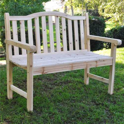 Image of Outdoor Cedar Wood Garden Bench in Natural with 475lbs. Weight Limit