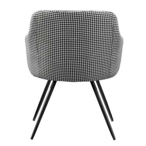 Image of Black and White Upholstered Mid-Century Low Back Armchair Steel Legs