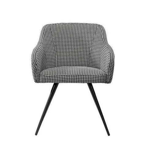 Image of Black and White Upholstered Mid-Century Low Back Armchair Steel Legs