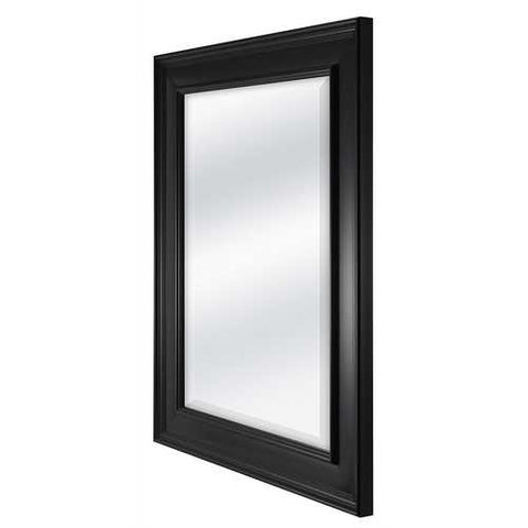 Image of Black 27.5 x 21.5 inch Beveled Bathroom Mirror with Wall Hangers