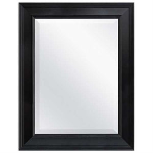 Black 27.5 x 21.5 inch Beveled Bathroom Mirror with Wall Hangers