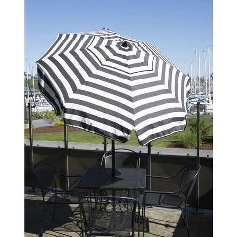 Image of 6 Foot Black White Stripe Drape Umbrella Manual Lift with Tilt