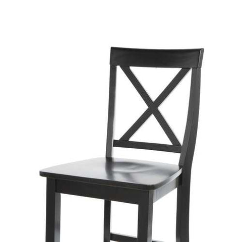 Image of Set of 2 - X-Back Solid Wood 30-inch Barstools in Black Finish