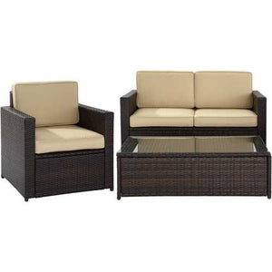 3-Piece Outdoor Patio Furniture Set with Chair Loveseat and Cocktail Table