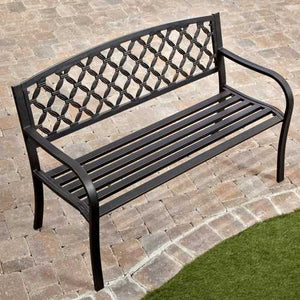 4-Ft Metal Garden Bench with Bronze Highlights over Antique Black Finish