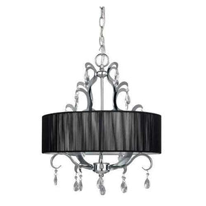 4-Light Crystal Chandelier with Black Drum Shade