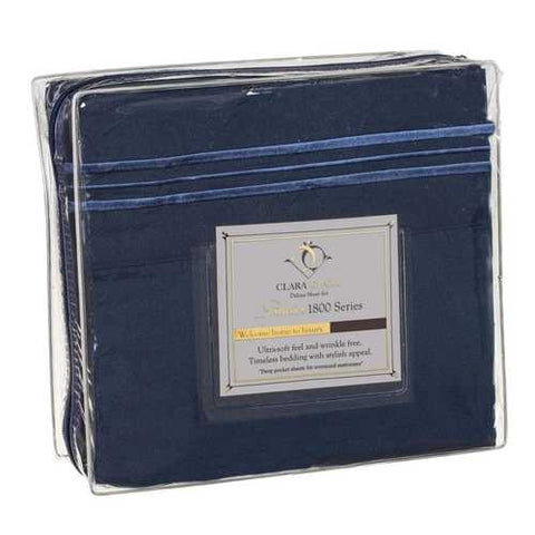 Image of King size 4-Piece Wrinkle-Free Microfiber Sheet Set in Navy Blue