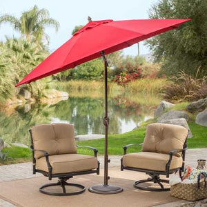 Outdoor 9-Ft Tilt Patio Umbrella with Antique Bronze Pole and Red Canopy