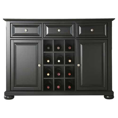 Image of Black Dining Room Buffet Sideboard Cabinet with Wine Storage