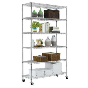 Heavy Duty 6-Shelf Metal Storage Rack Shelving Unit with Casters