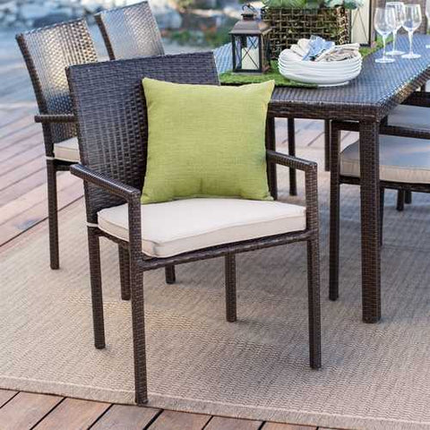 Image of Dark Brown Weather Resistant Resin Wicker Dining Chair Armchair