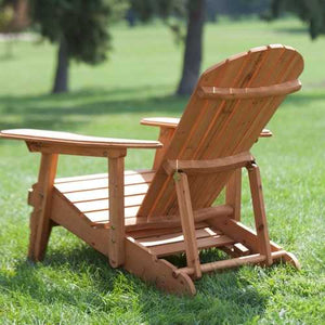 Outdoor Adirondack Chair Recliner with Slide-Out Ottoman in Kiln-Dried Fir Wood