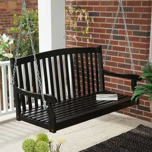 Outdoor Eco-Friendly 4-Ft Wood Porch Swing in Black