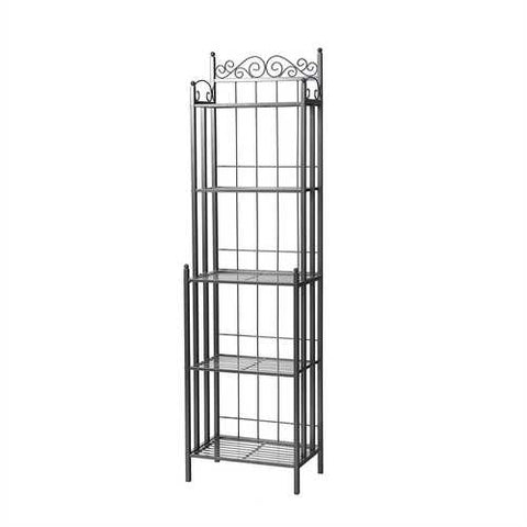 Image of Narrow Wrought Iron Bakers Rack with 5 Shelves