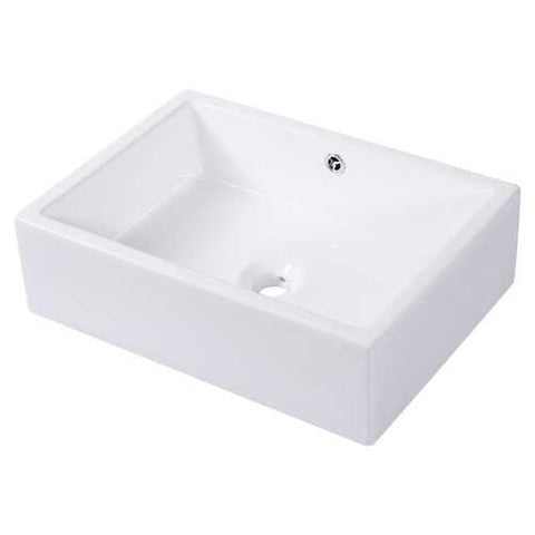 Image of Contemporary 20-inch Bathroom Ceramic Vessel Sink in White