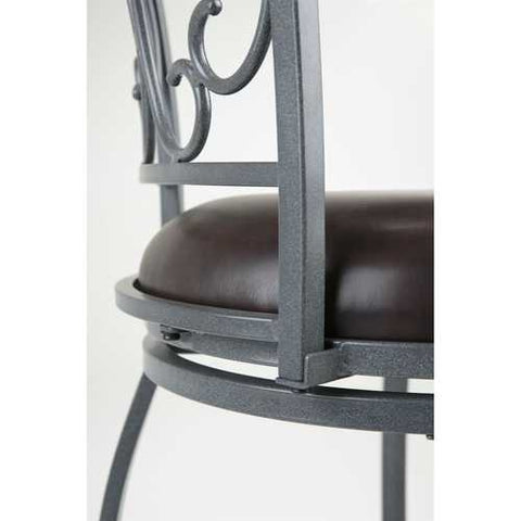 Image of Grey Metal 30-inch Barstool with Brown Faux Leather Swivel Seat