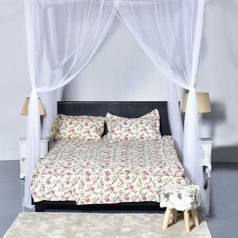 Image of White 4-Post Bed Princess Canopy Net Mosquito Netting for Full or Queen size Beds