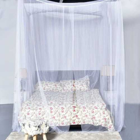 Image of White 4-Post Bed Princess Canopy Net Mosquito Netting for Full or Queen size Beds