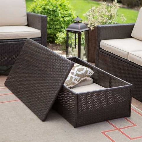 Image of Outdoor Wicker Resin 4-Piece Patio Furniture Dinning Set with 2 Chairs Loveseat and Coffee Table