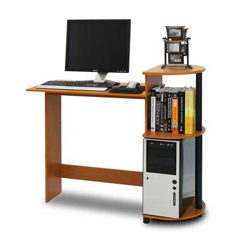 Image of Simple Modern Home Office Computer Desk in Cherry Black Finish