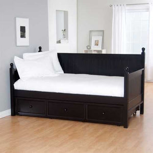 Twin size Black Wood Daybed with Pull-out Trunle Bed