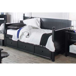 Twin size Black Wood Daybed with Pull-out Trunle Bed