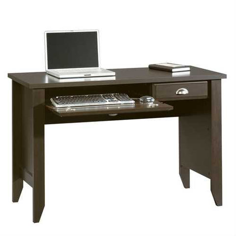 Image of Computer Desk with Keyboard Tray in Dark Brown Mocha Espresso Wood Finish