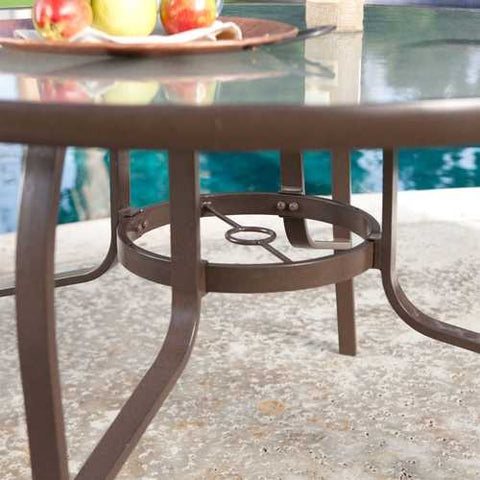 Image of 48-inch Round Glass-Top Outdoor Patio Dining Table with Umbrella Hole