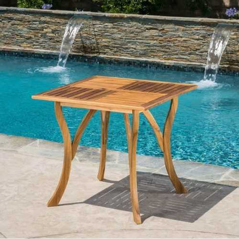 Image of Outdoor Solid Wood 31.5 inch Square Patio Dining Table