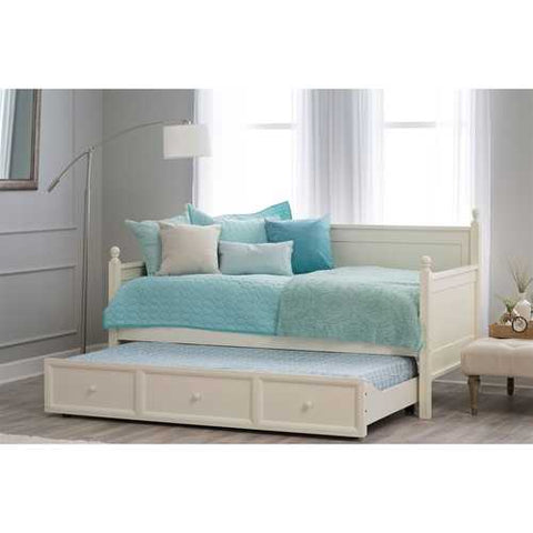 Image of Twin size White Wood Daybed with Pull-out Trundle Bed