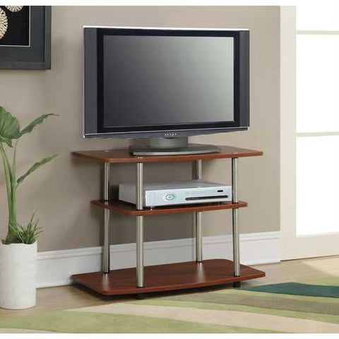 Image of Modern Wood and Metal TV Stand in Cherry Brown Finish