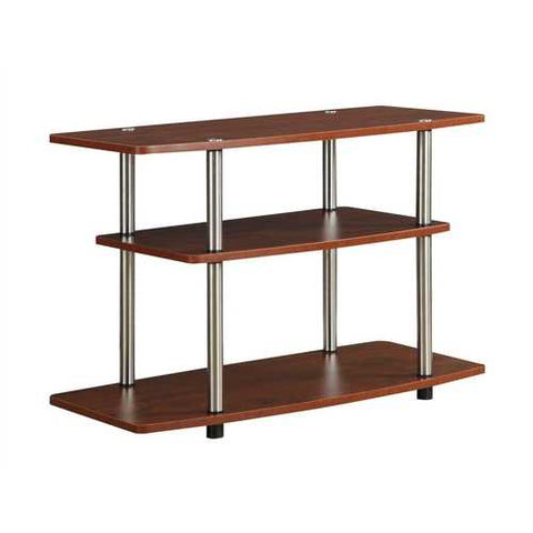 Image of Modern Wood and Metal TV Stand in Cherry Brown Finish