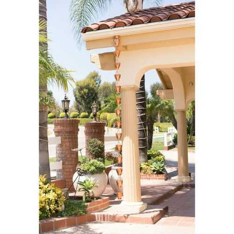 Image of Copper 8.5 Ft Floral Petal Cups Rain Chain