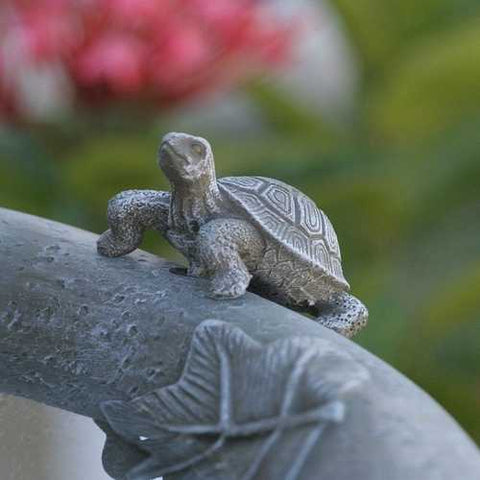 Image of Weathered Stone Finish Outdoor Resin Solar Fountain Bird Bath