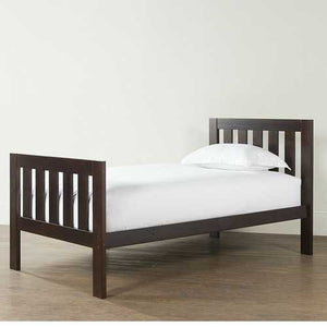 Twin size Espresso Wood Bed with Headboard and Footboard