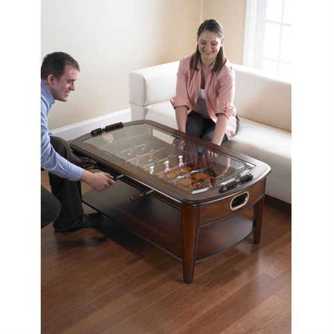 Image of Solid Hardwood and Glass Foosball Table Coffee-table