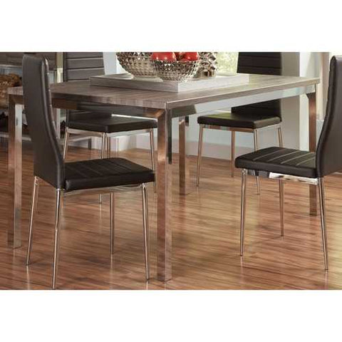 Image of Modern Dining Table with Grey Chrome Frame and Wooden Top