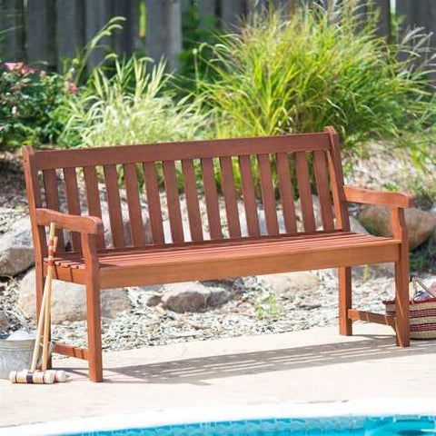 Image of 4-Ft Outdoor Love-seat Garden Bench in Natural Wood Finish