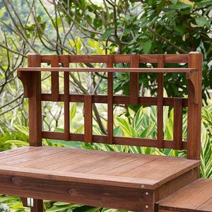 Solid Wood Potting Bench with Flip-up Sides and Garden Tool Shelf in Cinnamon