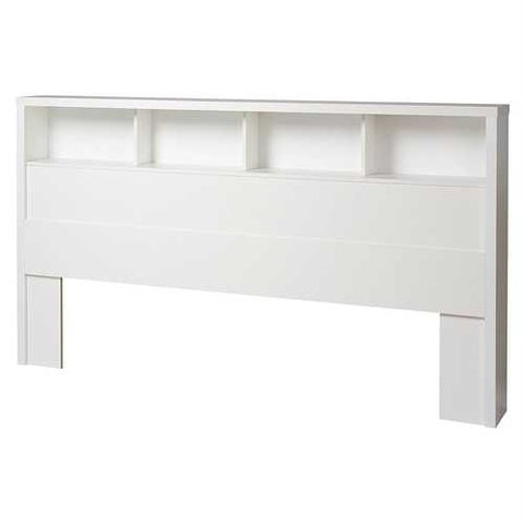 Image of King size Bookcase Headboard with Storage Shelves in White