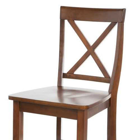 Image of Set of 2 - X-Back 30-inch Solid Wood Barstool in Mahogany Finish