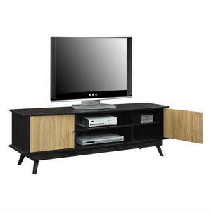 Modern Mid Century Style TV Stand in Espresso Light Oak Wood Finish