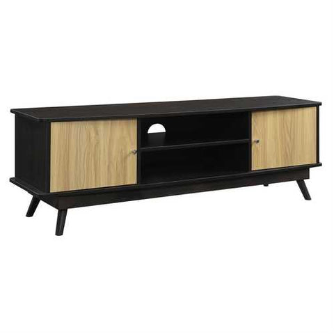 Image of Modern Mid Century Style TV Stand in Espresso Light Oak Wood Finish