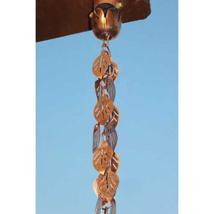 Pure Copper 8.5 Ft Leaves Rain Chain Rainwater Downspout