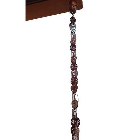 Image of Pure Copper 8.5 Ft Leaves Rain Chain Rainwater Downspout